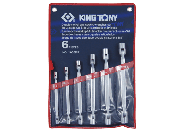 6pcs DOUBLE SWIVEL END SOCKET WRENCH SET 8x9 10x11 12x13 14x15 16x17 18 x 19 KING TONY