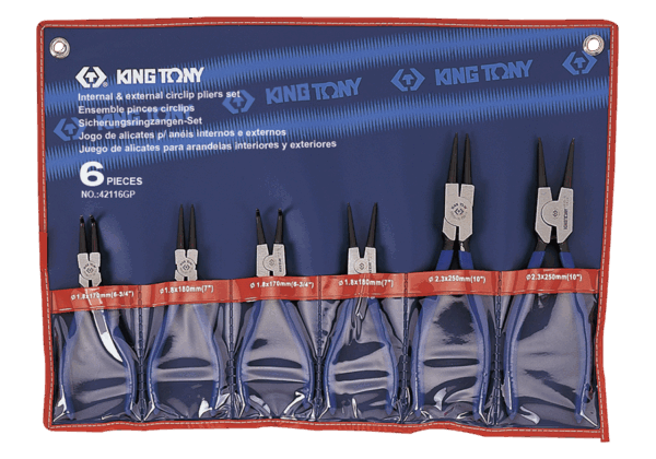 6pcs INTERNAL & EXTERNAL CIRCLIP PLIERS SET - KING TONY