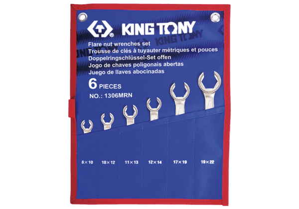 6 pcs FLARE NUT WRENCH SET METRIC (TETORON) - KING TONY