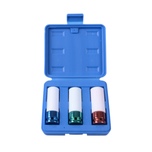 3 pcs. 1/2 DR. WHEEL NUT IMPACT SOCKET SET (WITH PLASTIC SLEEVE METRIC 6PT) - KING TONY